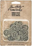 💯 tim holtz idea-ology metal number tokens - pack of 31, 3/4 inch each, antique nickel finish (th93244) logo