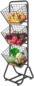 img 4 attached to X Cosrack 3 Tier Fruit Wire Market Basket Stand Vegetable Organizer Free Standing