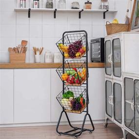 img 2 attached to X Cosrack 3 Tier Fruit Wire Market Basket Stand Vegetable Organizer Free Standing