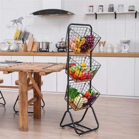 img 1 attached to X Cosrack 3 Tier Fruit Wire Market Basket Stand Vegetable Organizer Free Standing