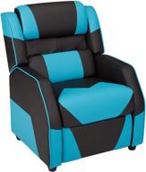 🎮 amazon basics kids/youth gaming recliner: comfortable black and blue chair for 3+ age group, with headrest and back pillow логотип