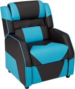 img 4 attached to 🎮 Amazon Basics Kids/Youth Gaming Recliner: Comfortable Black and Blue Chair for 3+ Age Group, with Headrest and Back Pillow