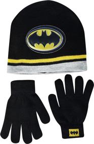 img 1 attached to 🦇 DC Comics Batman Little Boys Winter Set - Beanie Hat and Gloves Combo, 8