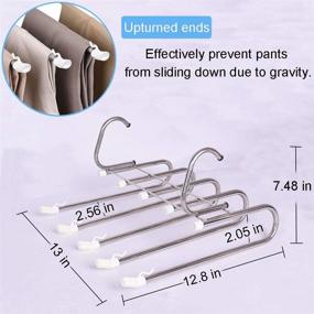 img 3 attached to Maximize Closet Space with 4-Pack Space Saving Pants Hangers - Multi Functional, Non Slip 5-Layered Metal Rack for Clothes, Scarves, Trousers, and Jeans