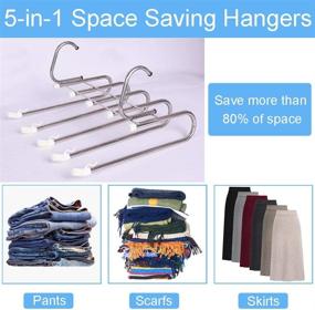 img 1 attached to Maximize Closet Space with 4-Pack Space Saving Pants Hangers - Multi Functional, Non Slip 5-Layered Metal Rack for Clothes, Scarves, Trousers, and Jeans