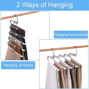 img 2 attached to Maximize Closet Space with 4-Pack Space Saving Pants Hangers - Multi Functional, Non Slip 5-Layered Metal Rack for Clothes, Scarves, Trousers, and Jeans