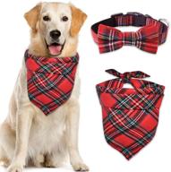 🐶 malier dog bandana and collar with bow tie: christmas classic plaid scarf for stylish pets logo