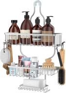 🚿 yasonic 3-tier hanging shower caddy organizer - rustproof aluminum shower head caddy with suction cups and hooks - storage shelves for shampoo, conditioner, razors, soap logo