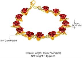 img 1 attached to 18K Gold/Platinum Plated Women's Rose Flower Charm Bracelet - Perfect Gift for Jewelry Lovers (Rose/Locket Style, 100 Languages of I Love You)