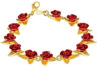 браслет с подвеской в виде розы для женщин, позолоченный 18-каратным золотом/под платину - идеальный подарок для любителей ювелирных изделий (роза/модель замочек, 100 языков "я тебя люблю") логотип