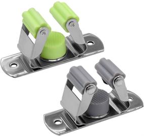 img 3 attached to 🧹 Pasking 2 Pack Stainless Steel Wall Mounted Mop Broom Holder - Gray & Green Organizer Rack with Non-Slip Screws or Self Adhesive Hangers - Efficient Storage Solution