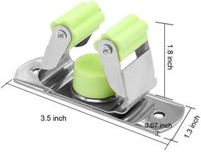 img 2 attached to 🧹 Pasking 2 Pack Stainless Steel Wall Mounted Mop Broom Holder - Gray & Green Organizer Rack with Non-Slip Screws or Self Adhesive Hangers - Efficient Storage Solution