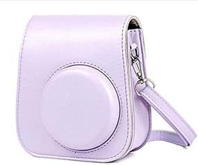 img 2 attached to 📸 Helio Vintage Protective Case for Fujifilm Instax Mini 11 Instant Camera - Lilac Purple, with Bag Pocket and Removable Shoulder Strap