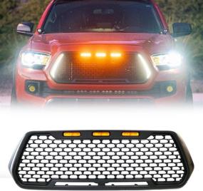 img 4 attached to 🚙 Enhance Your Toyota Tacoma 2016-2019 with Our Matte Black ToxicStorm Mesh Grille Front Grill: Equipped with DRL, Turn Signal Lights, and 3 Amber LED Lights