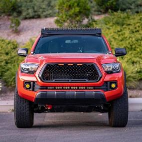 img 2 attached to 🚙 Enhance Your Toyota Tacoma 2016-2019 with Our Matte Black ToxicStorm Mesh Grille Front Grill: Equipped with DRL, Turn Signal Lights, and 3 Amber LED Lights