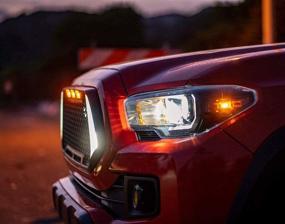 img 1 attached to Улучшите свой Toyota Tacoma 2016-2019 с нашей матово-черной решетчатой передней решеткой ToxicStorm Mesh Grille: оснащена дневными ходовыми огнями, указателями поворота и 3 янтарными светодиодными лампами.