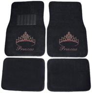 👑 carscover pink princess crown crystal diamond bling rhinestone studded floor mats for car, suv, truck - set of 4 logo