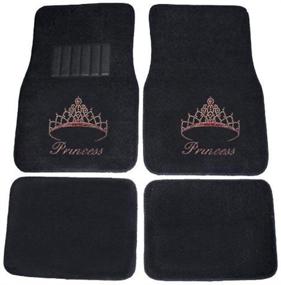 img 4 attached to 👑 CarsCover Pink Princess Crown Crystal Diamond Bling Rhinestone Studded Floor Mats for Car, SUV, Truck - Set of 4