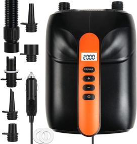 img 4 attached to 🔌 20PSI SUP Electric High Air Pump: Smart High Pressure Pump with Dual Stage & Auto-Off Function for Inflatables, Mattresses, Boats & Paddle Boards