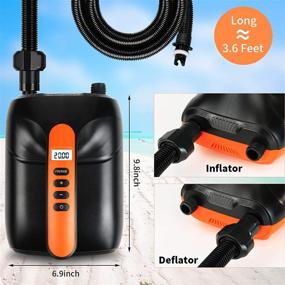 img 2 attached to 🔌 20PSI SUP Electric High Air Pump: Smart High Pressure Pump with Dual Stage & Auto-Off Function for Inflatables, Mattresses, Boats & Paddle Boards