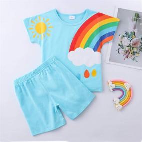 img 3 attached to 🌈 Adorable Rainbow T-Shirt Top and Elastic Shorts Pants Set for Toddler Boys and Girls - Summer 2Pcs Outfits