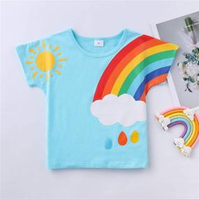 img 2 attached to 🌈 Adorable Rainbow T-Shirt Top and Elastic Shorts Pants Set for Toddler Boys and Girls - Summer 2Pcs Outfits