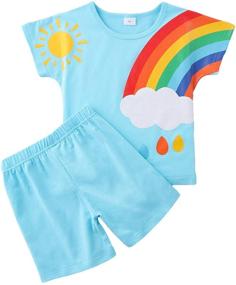 img 4 attached to 🌈 Adorable Rainbow T-Shirt Top and Elastic Shorts Pants Set for Toddler Boys and Girls - Summer 2Pcs Outfits