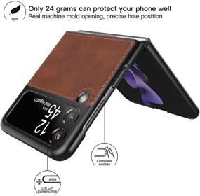 img 3 attached to Foluu Samsung Galaxy Z Flip 3 5G Case - Stylish Brown PU Leather and Hard PC Shell Protective Cover - Ultra Slim and Durable - 2021 Model