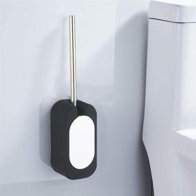 img 3 attached to 🚽 Modern and Stylish SUNTAI Black Wall-Mounted Toilet Brush Holder with Stainless Steel Handle and Covered Brush