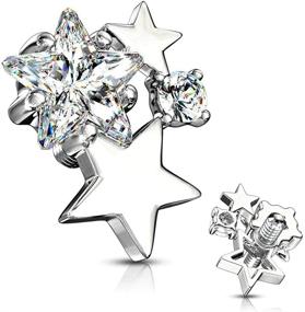 img 3 attached to 🌟 Shine Bright with our 14G CZ Cluster Stars Internally Threaded Dermal Anchor Top!