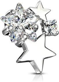 img 4 attached to 🌟 Shine Bright with our 14G CZ Cluster Stars Internally Threaded Dermal Anchor Top!