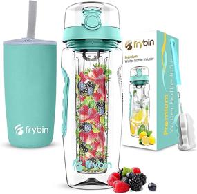 img 4 attached to Frybin Fruit Infuser Water Bottle: Flavored Hydration with Removable Infusion Basket, Bonus Brush and Sleeve for Freshness, 32oz BPA-Free Tritan Plastic, Mint Green