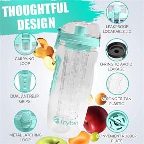 img 2 attached to Frybin Fruit Infuser Water Bottle: Flavored Hydration with Removable Infusion Basket, Bonus Brush and Sleeve for Freshness, 32oz BPA-Free Tritan Plastic, Mint Green