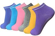 6 pairs of non-slip yoga socks for women, size 5-7, low cut ankle socks with grips for pilates, sports, hospital, pregnancy логотип