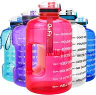 quifit bpa-free motivational gallon water bottle with time marker, infuser, and flip top leak-proof cap - ideal for fitness, outdoor sports enthusiasts, and reusable hydration jug logo