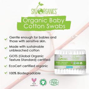 img 3 attached to 🌱 Organic Baby Cotton Swabs (60 ct.), Fragrance-Free & Chlorine-Free Kids Safety Swabs, 100% Biodegradable Gentle Baby Qtips, Cruelty-Free & Hypoallergenic Children Cotton Buds