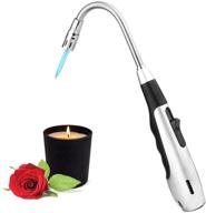 🕯️ hocety candle lighter: upgraded butane torch lighter with 360° rotation & longer flexible neck - windproof outdoor camping lighter for kitchen cooking bbq fireworks (silver) logo