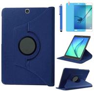 🔵 samsung galaxy tab s2 9.7 inch case (sm-t810 sm-t813 sm-t815 sm-t819c) - 360° rotating stand, smart protective cover, bonus stylus pen, screen film - deep blue logo