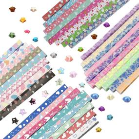 img 4 attached to 🌟 Heart Origami Stars Paper Set, Wartoon Heart Printing Luminous Heart Paper, 1700 Sheets