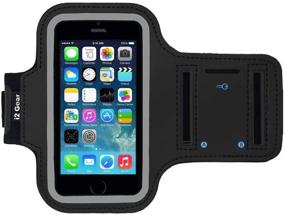 img 4 attached to 📱 i2 Gear Cell Phone Armband Case for iPhone SE, 5, 5S, 5C, 4S, 4 & iPod - Running Phone Holder with Adjustable Arm Strap and Key Pocket (Black)