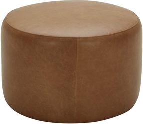 img 4 attached to 🪑 Rivet Tompkins Contemporary Foam-Padded Leather Ottoman - Luxurious Cognac Finish for Chic Home Décor