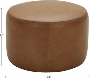 img 2 attached to 🪑 Rivet Tompkins Contemporary Foam-Padded Leather Ottoman - Luxurious Cognac Finish for Chic Home Décor