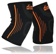 🏋️ dimok knee brace compression sleeve - leg support for running, lifting, sports - men, women, kids - joint pain, arthritis, meniscus tear & fast recovery - 2 pack, xs logo