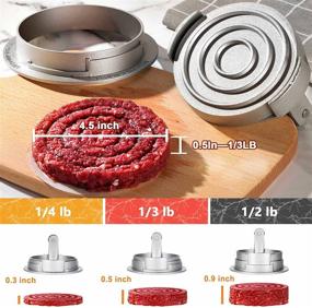 img 3 attached to FANGSUN Hamburger Press Patty Maker with 100 Patty Paper Set - Ideal for Grill Prep, Griddle Grilling, and 🍔 Cooking - Adjustable Burger Ring Shaper Presser for Large 4.5 Inch Patties - 1/4 to 1/2 Lb Beef Meat Patties