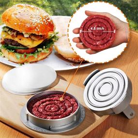 img 2 attached to FANGSUN Hamburger Press Patty Maker with 100 Patty Paper Set - Ideal for Grill Prep, Griddle Grilling, and 🍔 Cooking - Adjustable Burger Ring Shaper Presser for Large 4.5 Inch Patties - 1/4 to 1/2 Lb Beef Meat Patties