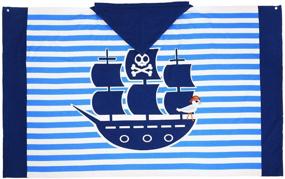 img 4 attached to 🏴 Полотенце пляжное с капюшоном для мальчиков: ультрамягкое микроволокно для детей - быстро сохнет после бассейна, плавания, дизайн с пиратской лодкой