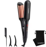 wesopan deep wave hair waver - fast heating ceramic beach waver curler with curling barrel and crimper hair iron logo