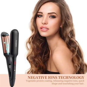 img 3 attached to WESOPAN Deep Wave Hair Waver - Fast Heating Ceramic Beach Waver Curler with Curling Barrel and Crimper Hair Iron