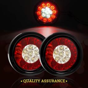 img 1 attached to auovo 4 Inch Round LED Truck/Trailer White Red Taillights with Rubber Grommet 16LED DC 12V Waterproof Stop Brake Running Reverse Backup Lights Tail Lamps for RV Trailer - Set of 2