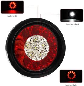 img 3 attached to auovo 4 Inch Round LED Truck/Trailer White Red Taillights with Rubber Grommet 16LED DC 12V Waterproof Stop Brake Running Reverse Backup Lights Tail Lamps for RV Trailer - Set of 2